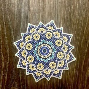 traditional Moroccan ceramic coaster, geometric Moroccan zalij style set of 6